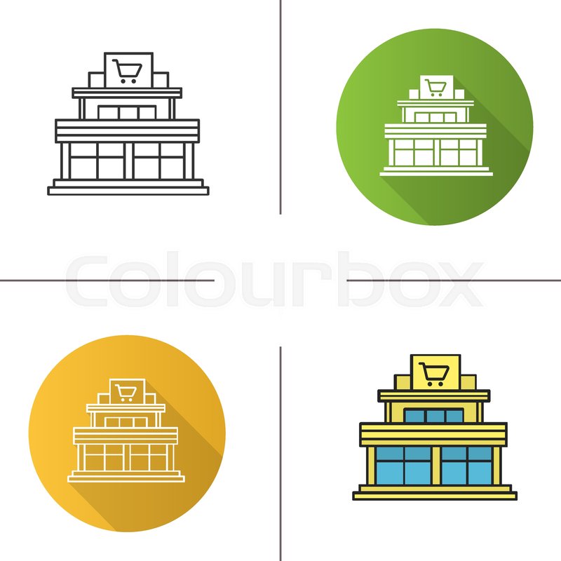 800x800 Shopping Mall Icon Flat Design, Stock Vector Colourbox