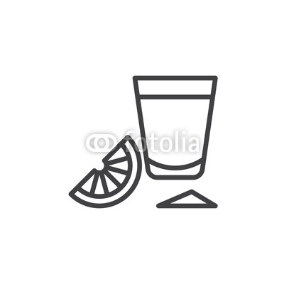 400x400 Tequila Shot Glass With Lime Slice Line Icon, Outline Vector Sign