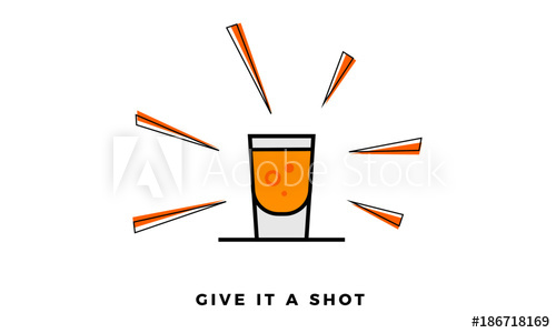 500x300 Vector Illustration Of Shot Glass Icon Isolated On Sunburst
