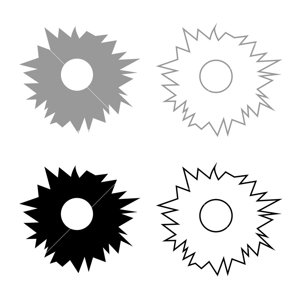1000x1000 Hole From Shot Icon Set Grey Black Color Outline Royalty Free