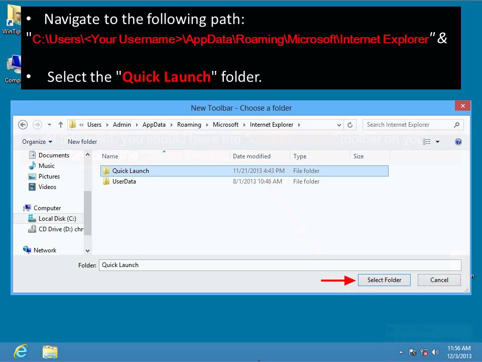 960x720 How To Add Quick Launch Toolbar Show Desktop Icon In Windows
