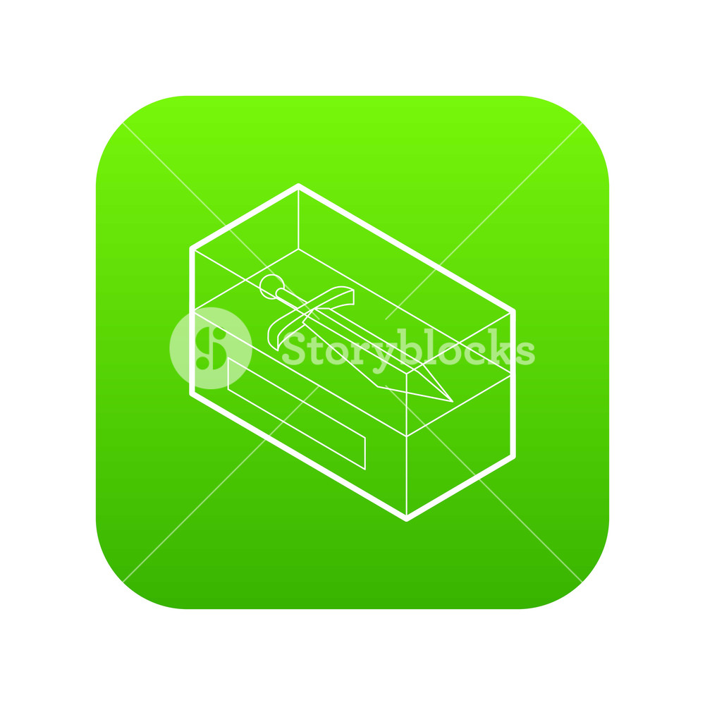 1000x1000 Sword In Museum Showcase Icon Green Vector Isolated On White