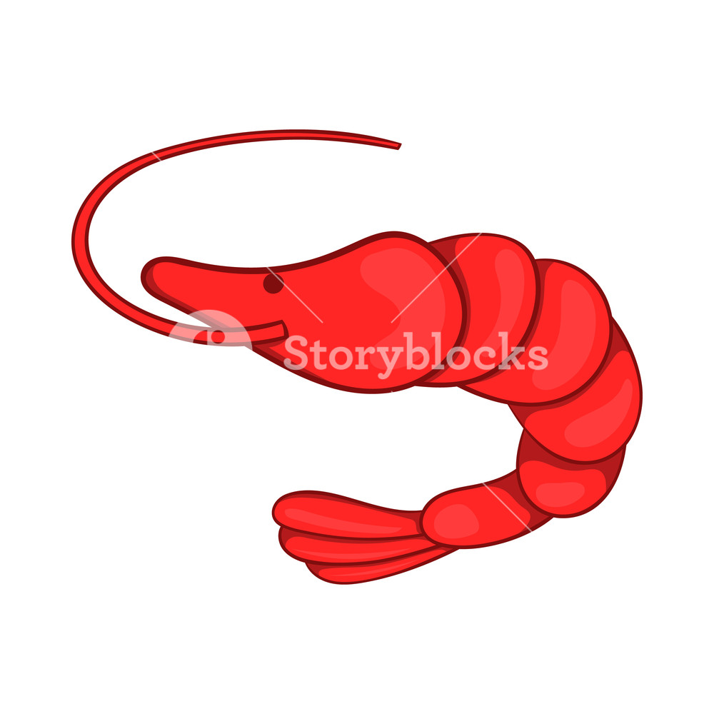 1000x1000 Shrimp Icon In Cartoon Style On A White Background Royalty Free