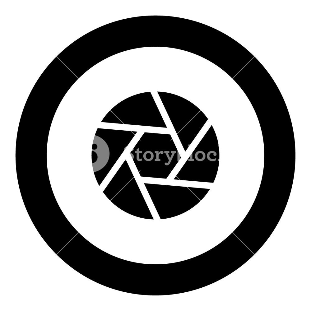 1000x1000 Camera Lens Shutter Icon Black Color In Circle Vector Illustration