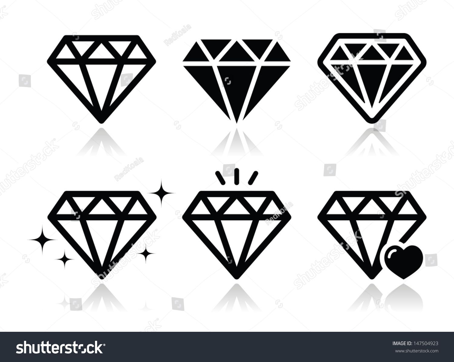 1500x1198 Diamond Vector Icons Set