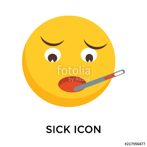 500x500 Sick Icon Vector Isolated On White Background, Sick Sign Stock