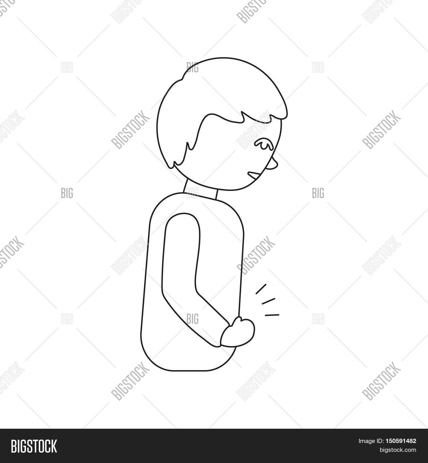 1500x1620 Sick Man With Abdominal Pan Cartoon Image