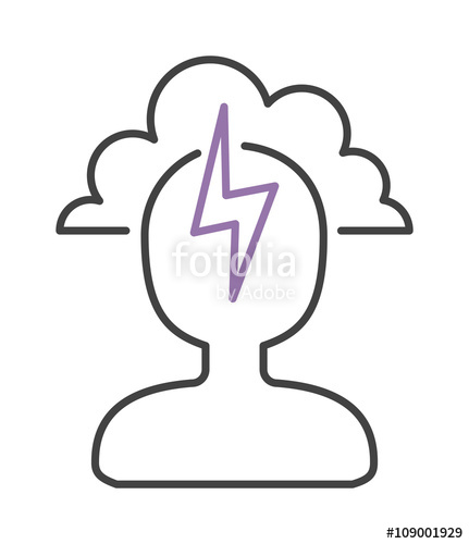 431x500 Headache Icon Pain Symbol Stress Sick Man Brain Line Design Vector