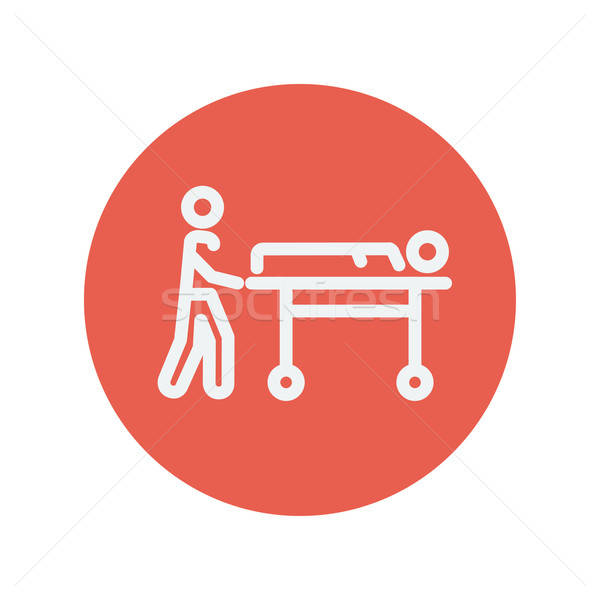 600x600 Man Pushing The Stretcher With Sick Person Thin Line Icon Vector