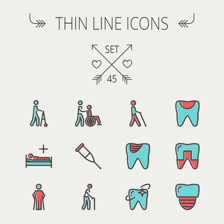 450x450 Medicine Thin Line Icon Set For Web And Mobile Set Include Tooth