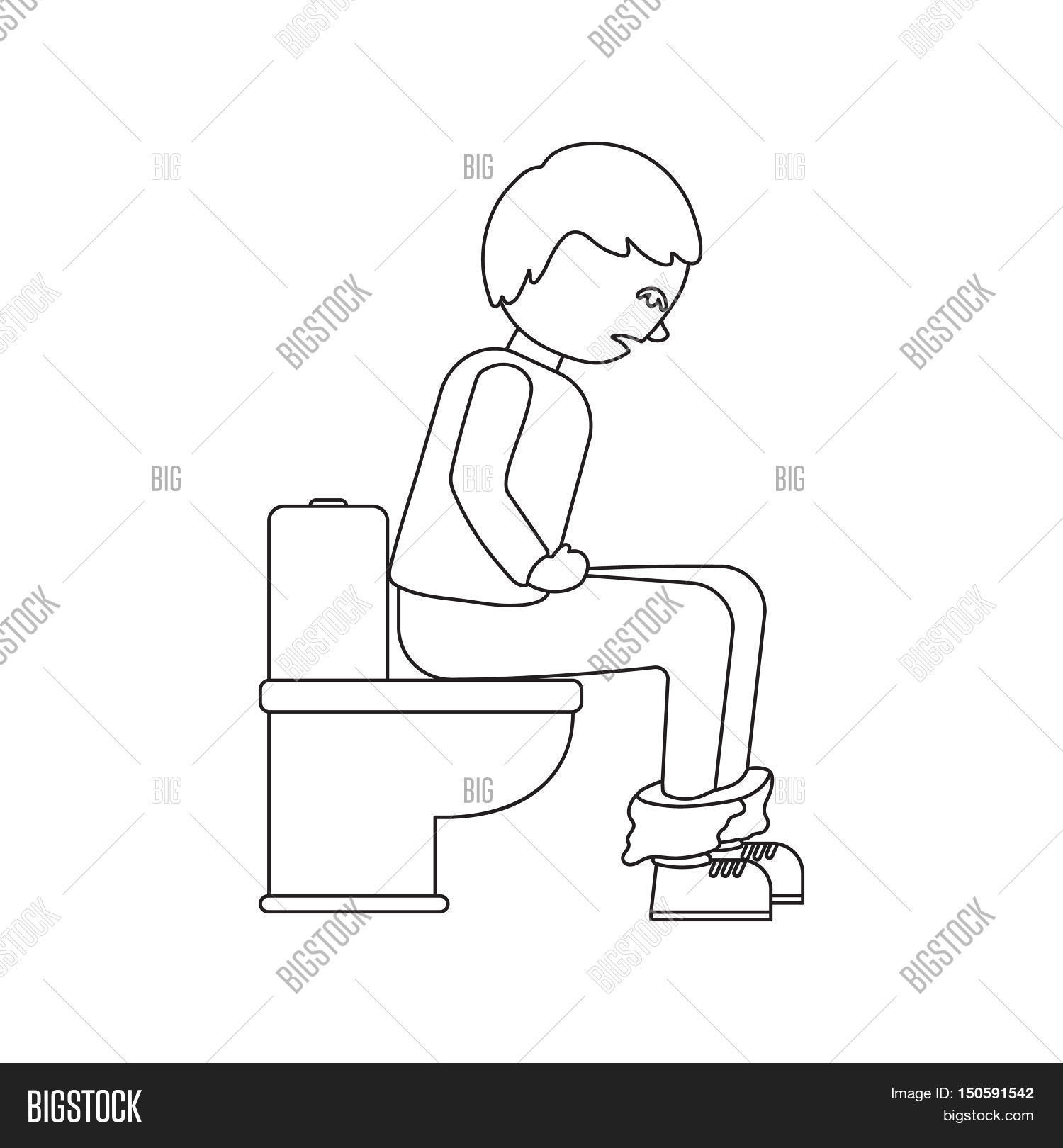1500x1620 Sick Person With Diarrhea On Toilet Icon Cartoon Image