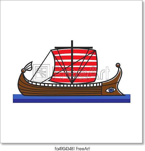 561x581 Free Art Print Of Greek Boat Odyssey Argonauts For Greece Travel