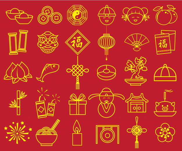 Chinese New Year Icon Sign Symbol Set Vector Premium Download 626x519 Chinese New Year Icon Sign Symbol Set Vector Premium Download