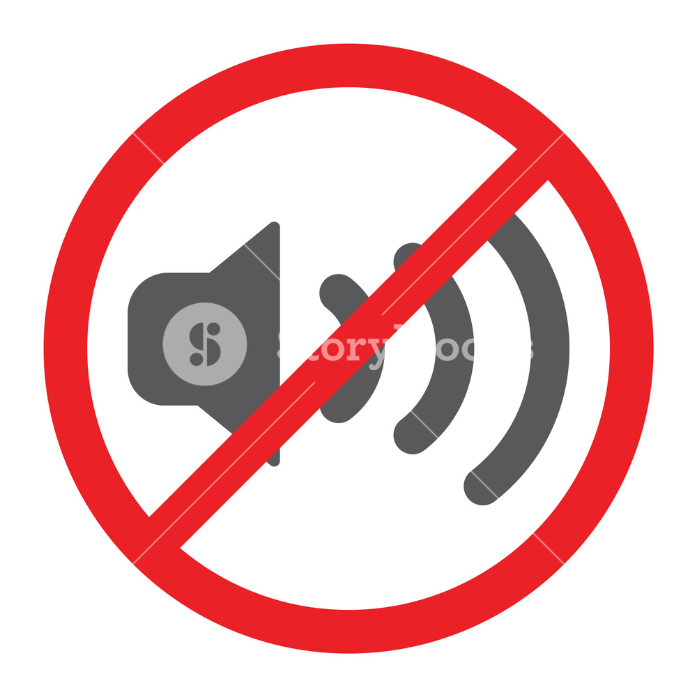 1000x1000 No Sound Glyph Icon, Prohibited And Silence, No Noise Sign, Vector