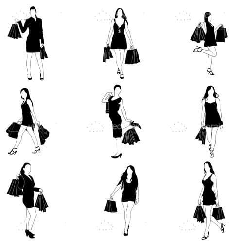 500x500 Female Silhouette Shopping Icon Pack