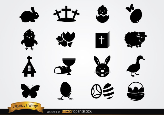 640x451 Free Vectors Cute Easter Icon Pack Silhouette Vector Open Stock