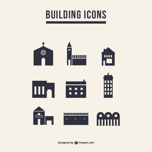 626x626 Building Icons Silhouette Pack Free Vector Free Icon Packs Ui