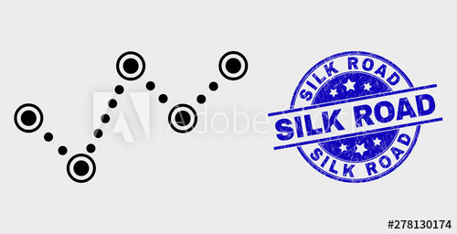 Vector Outline Dotted Trend Chart Icon And Silk Road Seal Blue 500x256 Vector Outline Dotted Trend Chart Icon And Silk Road Seal Blue