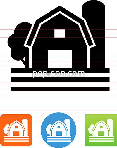 400x508 Barn With Silo And Tree Icon