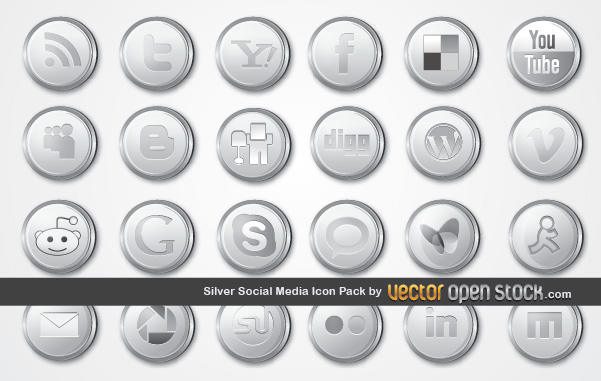 601x381 Silver Social Media Icon Pack