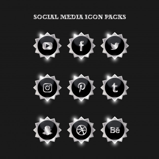 626x626 Social Media Icon Packs Silver Vector Premium Download