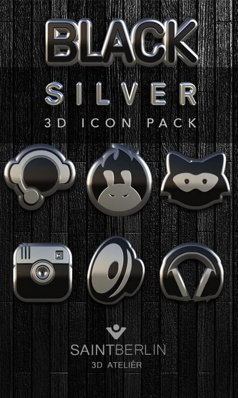 480x800 Black Silver Icon Pack For Android