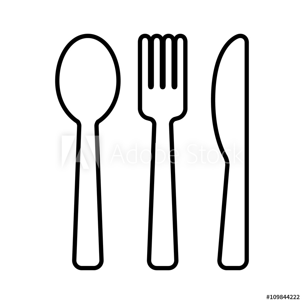 1000x1000 Photo Art Print Dining Silverware Line Art Icon With Spoon