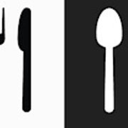 180x180 Silverware Icon On Black And White Vector Backgrounds Art Print