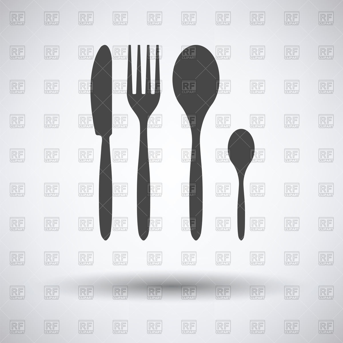 1200x1200 Silverware Set Icon On A Gray Background With Round Shadow Vector