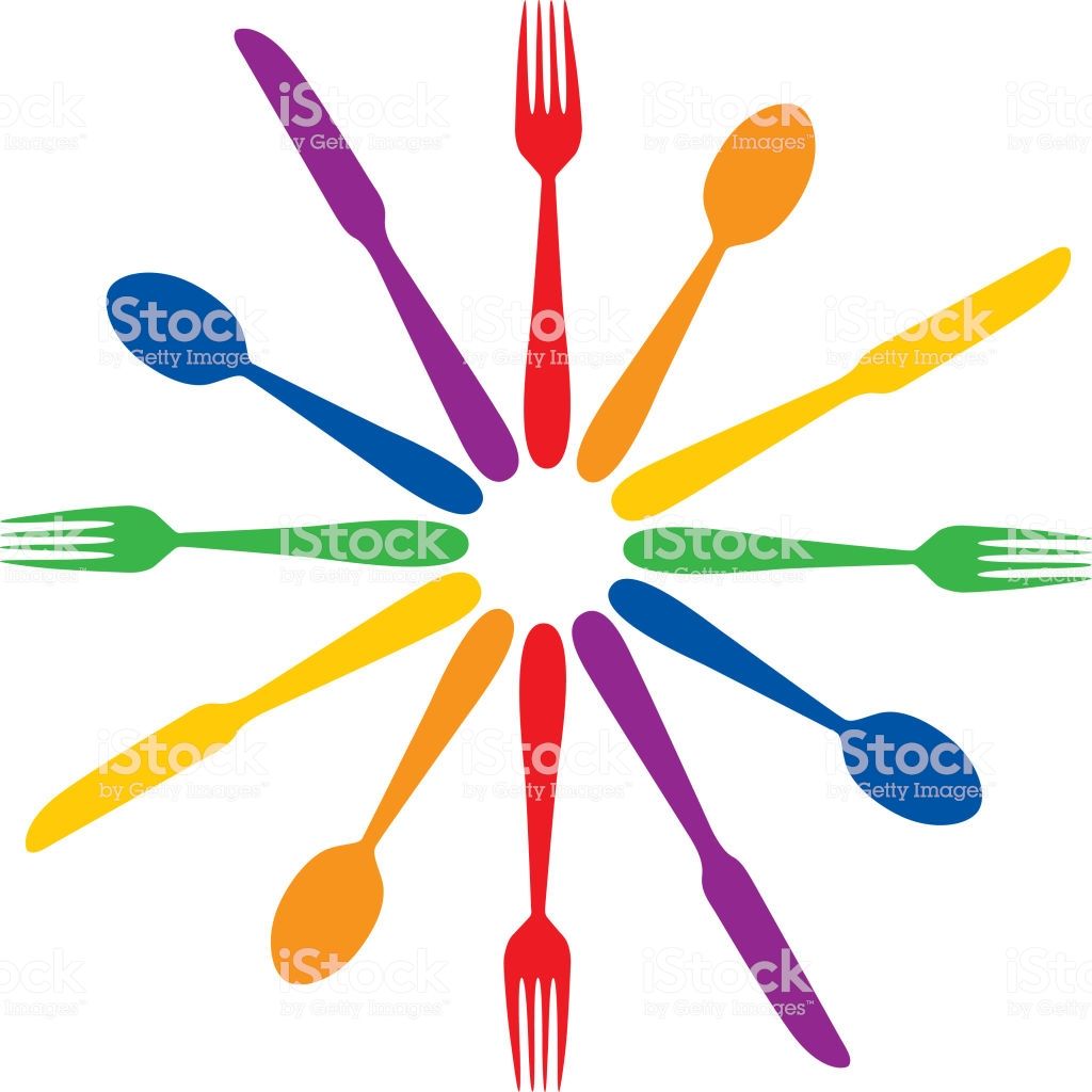 1024x1024 Vector Illustration Of A Circle Of Colorful Knives, Forks