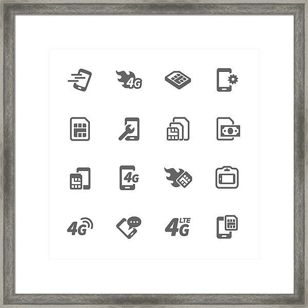 600x600 Simple Sim Card Icons Framed Print