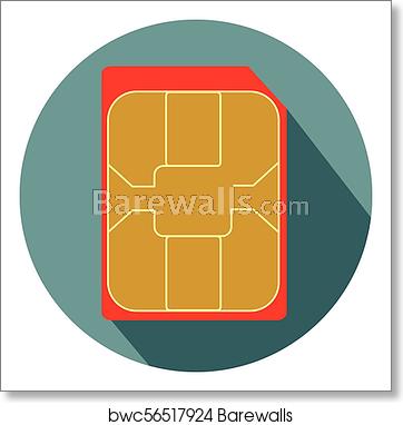 362x382 Mobile Phone Nano Sim Card Flat Design Icon, Art Print Barewalls