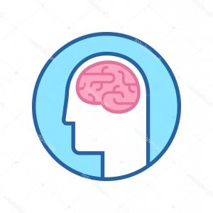 300x300 Head Brain Vector Icon Simple Isolated Silhouette Symbol Head