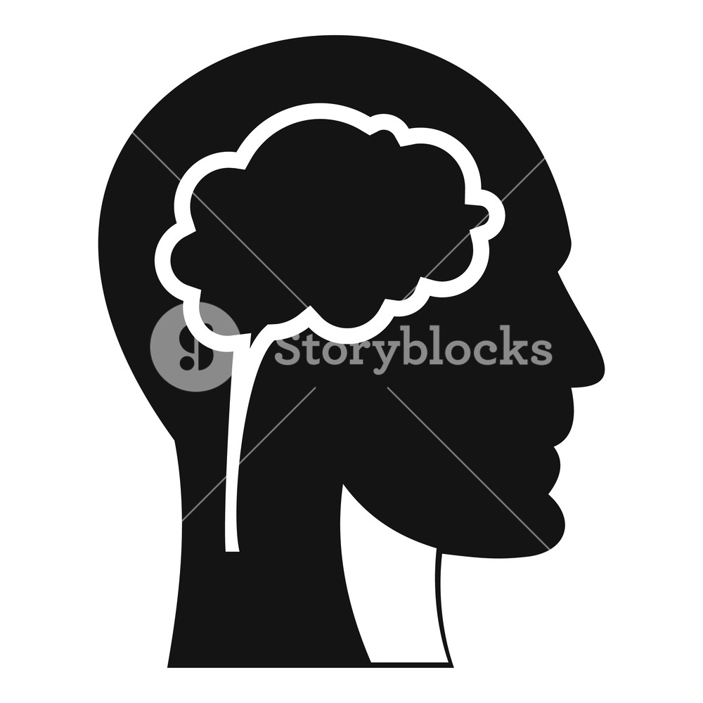 1000x1000 Head With Bran Simple Illustration Of Head With Brain