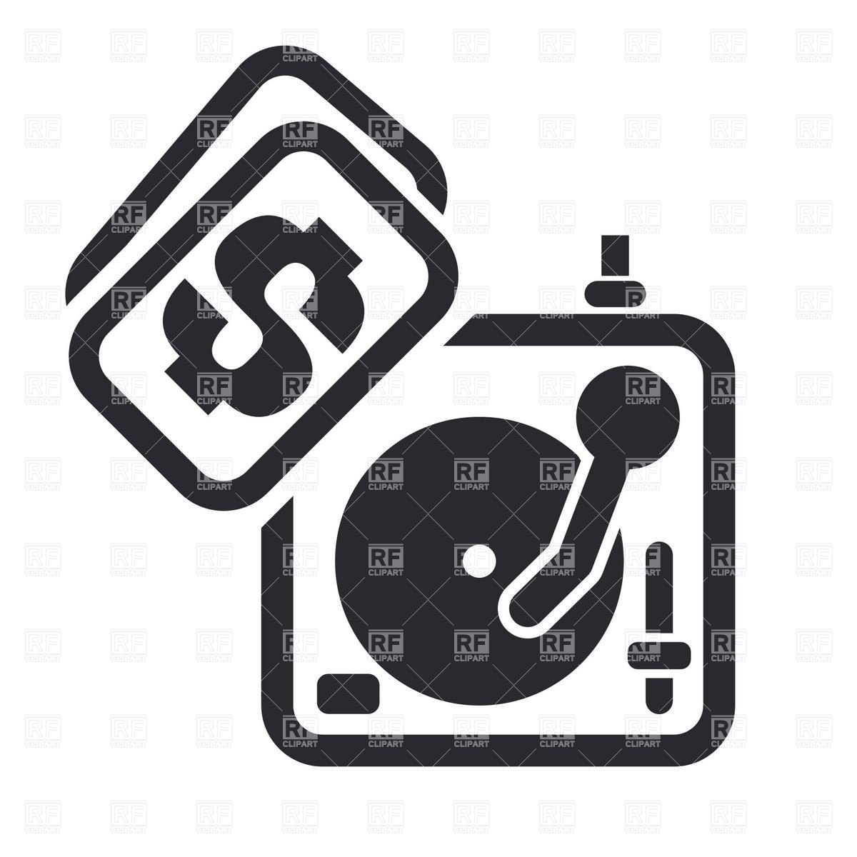 1200x1200 Dj Turntable With Price Tag Simple Icon Vector Image Of Icons