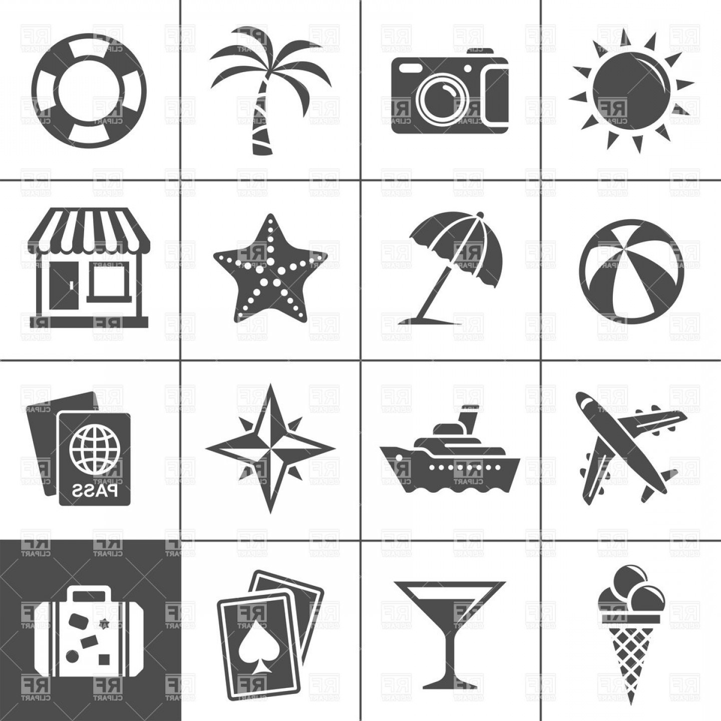 1440x1440 Vacation And Travel Simple Icon Set Vector Clipart Studiogrfx