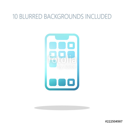 500x500 Simple Mobile Phone Icon Linear Symbol, Thin Outline Colorful