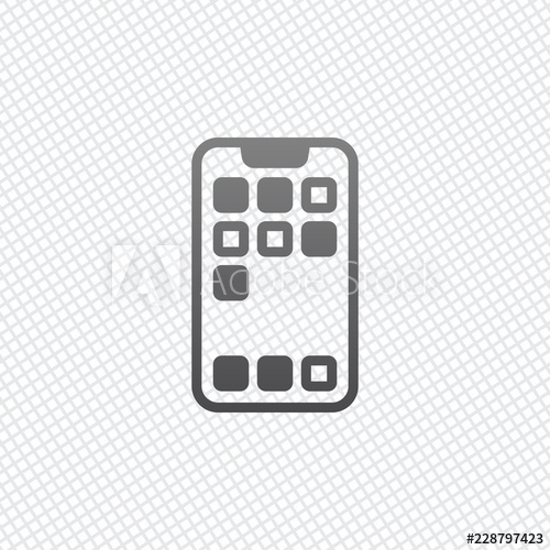 500x500 Simple Mobile Phone Icon Linear Symbol, Thin Outline On Grid B