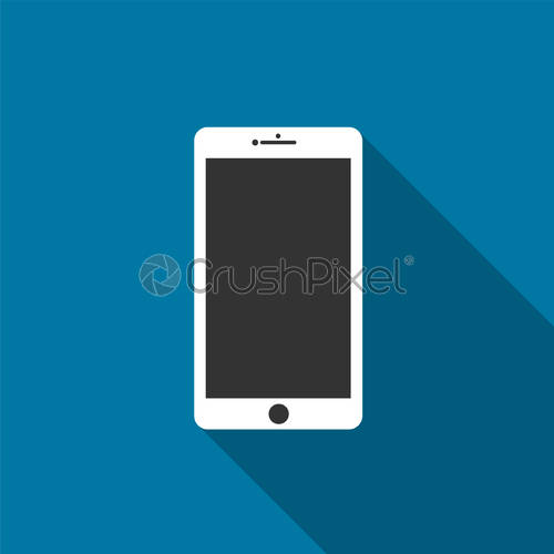 500x500 Mobile Phone Icon With Long Shadow Black,simple Design Stylevector