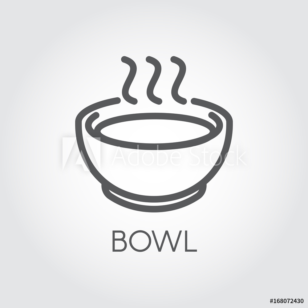 1000x1000 Photo Art Print Contour Simplicity Icon Of Bowl With Hot Food