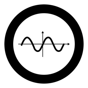300x300 Sinewave Icon Black Color In Circle Vector Illustration Isolated