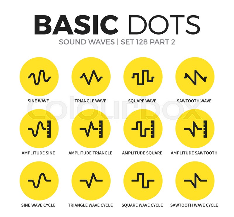 800x742 Sound Waves Flat Icons Set With Sine Stock Vector Colourbox