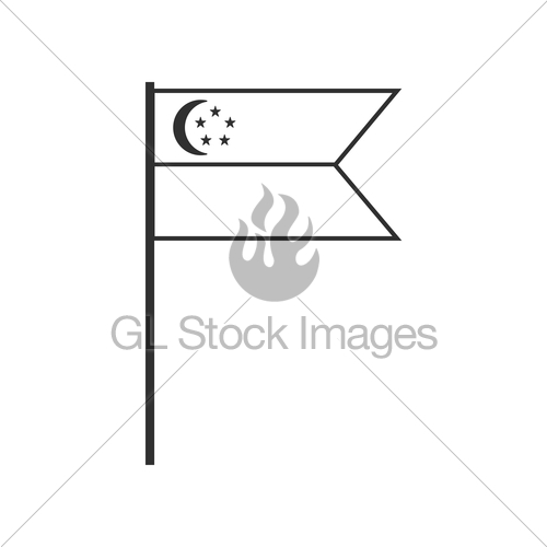 500x500 Singapore Flag Icon In Black Outline Flat Design Gl Stock Images