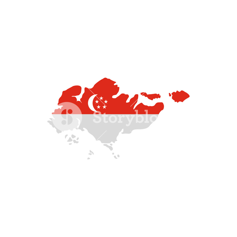 1000x1000 Singapore Flag Map Icon In Flat Style On A White Background