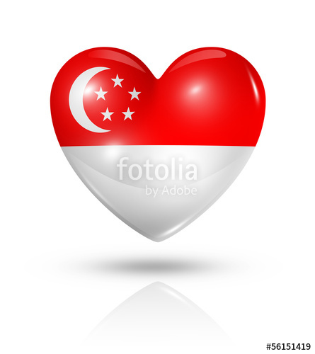 445x500 Love Singapore, Heart Flag Icon Stock Photo And Royalty Free