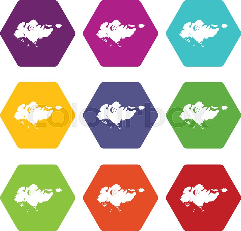 800x764 Map Of Singapore With Flag Icon Set Stock Vector Colourbox