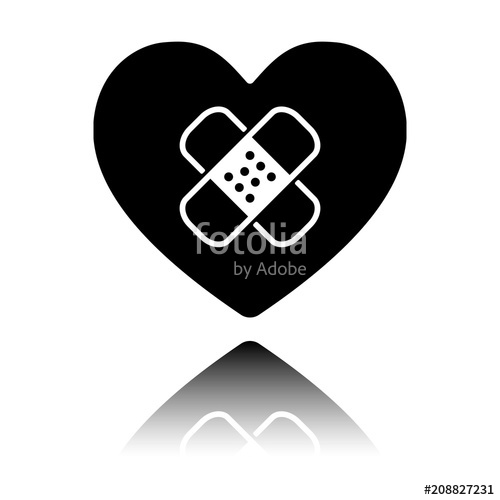 Broken Heart With Patch Simple Single Icon Black Icon 500x500 Broken Heart With Patch Simple Single Icon Black Icon