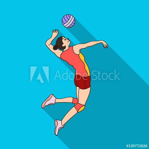 500x500 High Athlete Plays Volleyball The Player Throws The Ball