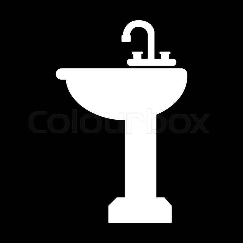 800x800 Bathroom Sink Icon White On The Black Stock Vector Colourbox