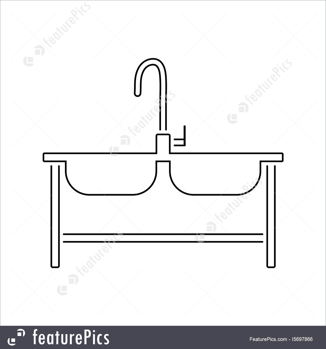 1300x1392 Double Sink Icon Stock Illustration